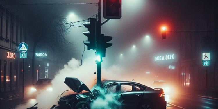 Udes u Nišu: Automobil se zakucao u semafor! (FOTO)